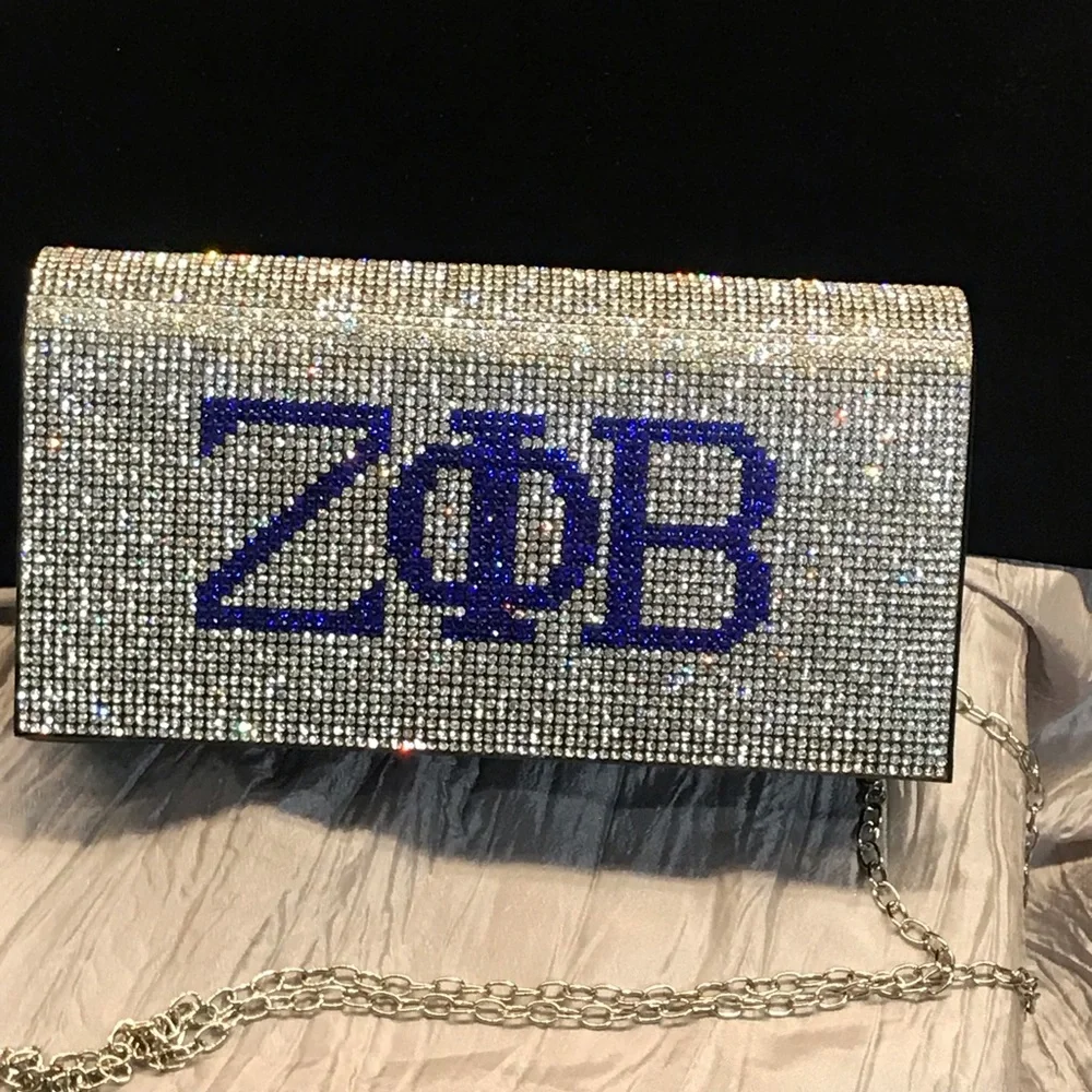 Elegant Silver and Blue Rhinestone Clutch - ZETA inspired - Picture 3 of 6
